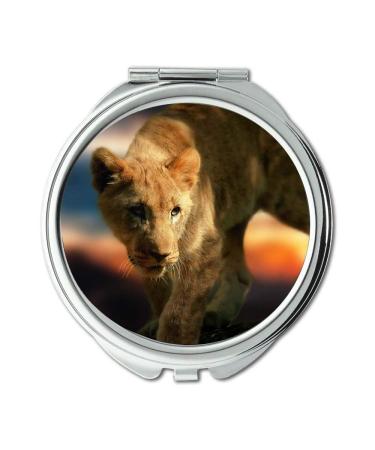 YENDOSTEEN Mirror makeup mirror lion mammal predator pocket mirror portable mirror
