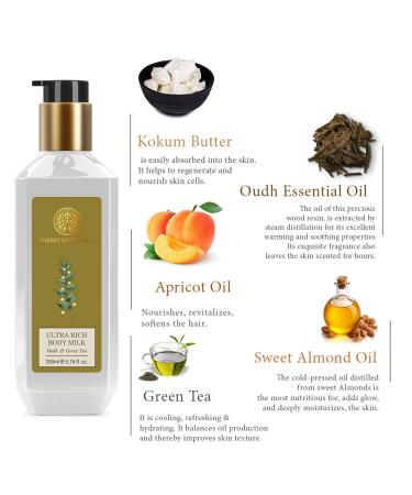 Buy Forest Essentials Oudh and Green Tea Ultra Rich Body Lotion - 200ml | Luxury Body Care | International Shipping Available - Buy Online on GoSupps.com