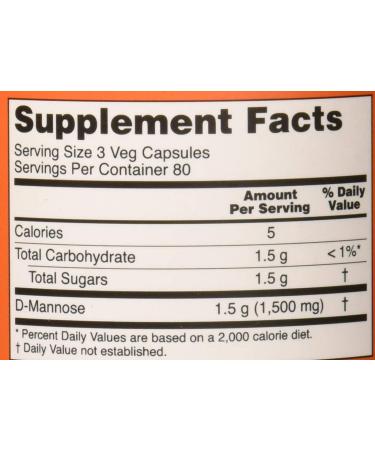 Now Foods D-Mannose 500mg - 240 Veg Capsules | Urinary Tract Support - Buy Online on GoSupps.com