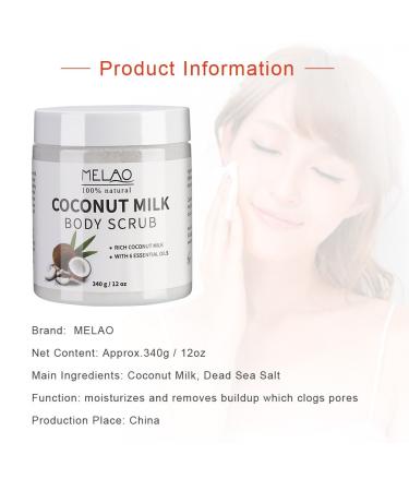 Coconut Milk Body Scrub - Ultra Moisturizing Organic Exfoliating Cream for Nourishing Peels | International Shipping - Buy Online on GoSupps.com