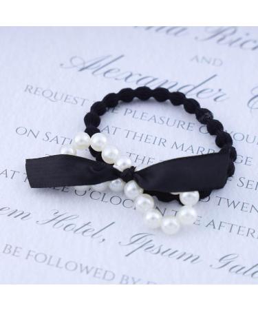 Dervivea French Pearl Bow Hair Rope Ties Pearl Ponytail Holder Hair Tie Black Bow Hair Scrunchies Elastic Bow Pearl Hair Rope Band Ribbon Bow Hair Rubber Band Decorative Hair Accessories(Ribbon Bow) - Buy Online on GoSupps.com