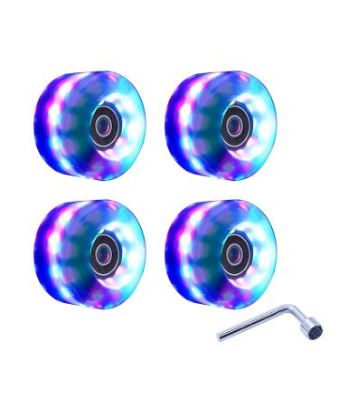 Light up Roller Skate Wheels with Bearings Luminous Quad Roller Skate Wheels for Double Row Skating and Skateboard Indoor or Outdoor Green