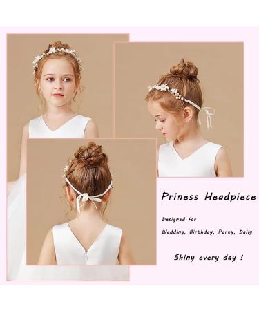 Wedding Flower Girl Headpiece Set | Bridal Hair Vines | Princess Hair Accessory | Rhinestone Pearl Headband for Women & Girls | Perfect for Communion, Wedding, Prom & Photography - Buy Online on GoSupps.com