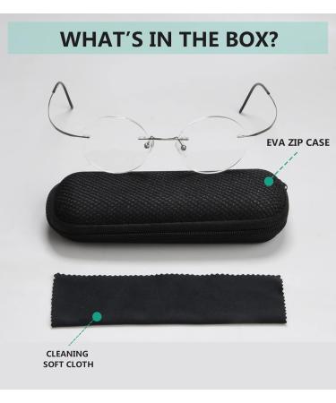 Eyekepper Titanium Rimless Round Reading Glasses - Gunmetal 2.75x Circle Readers for Men & Women - International Shipping Available - Buy Online on GoSupps.com