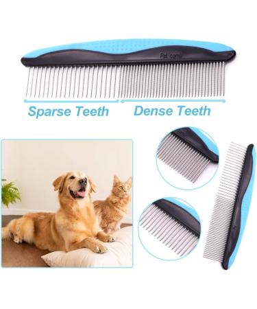 Professional Pet Comb Dogs Grooming Comb Pet Grooming Comb for Dog Cat Etc Multifunction Stainless Steel Teeth Home(Blue) - Buy Online on GoSupps.com