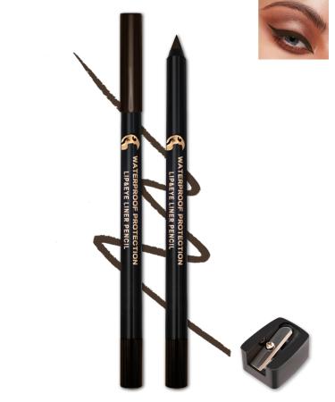 Brown Eyeliner Pencil Gel Sharpenable Matte Eye Liner Pen Waterproof Smudge proof Gel Cream Smooth Waterline Eyeliner Long Lasting Eyeliner Makeup with Sharpener High Pigmented Dineador De Ojos-02 02 Brown
