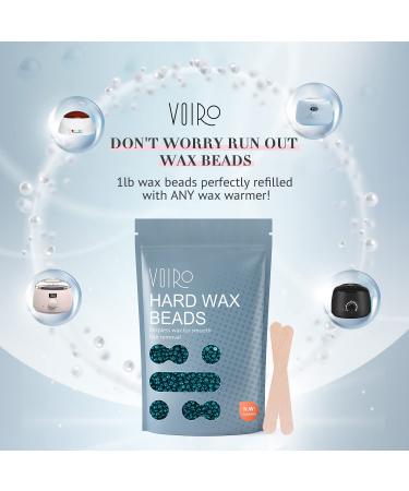 Wax Beads - VOIRO 1 LB Hard Wax Beans for Hair Removal - Brazilian Bikini Wax - Includes 10 Wax Sticks - Ideal for Eyebrows, Face, Body - Blue - Buy Online on GoSupps.com