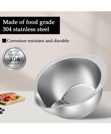 Abizarch Rice Strainer 304 Stainless Steel Rice Washer Strainer Bowl 2 in 1 Rice Washer with Side Drainer Sturdy Enduring Rice Strainer for Cleaning Fruits Vegetables Beans ZHAZHAMO(1 Silver) 1 Silver - Buy Online on GoSupps.com