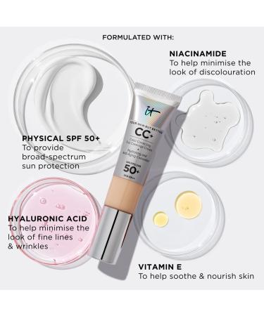 IT Cosmetics CC+ Cream 32ml with SPF 50 & Confidence in a Cream Full-Coverage Foundation - Hydrating & Anti-Aging Bundle - Buy Online on GoSupps.com