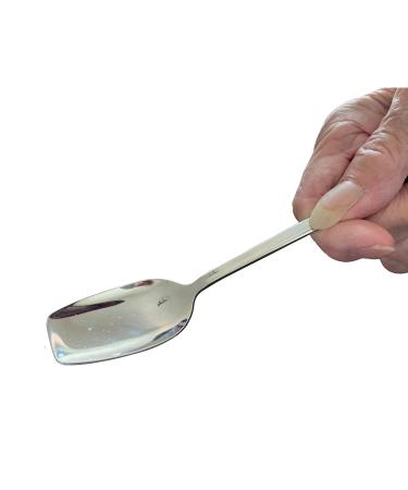 Silverware Adapted Spoons Parkinsons Utensils - Adaptive Utensils for Elderly, Disabled, Adults, Parkinsons Patients, Handicapped, Non Weighted Stainless Steel Flat Edge Cooking Spoon