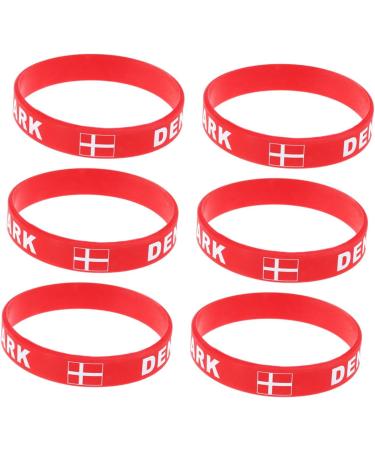 Milist 12 Stk Denmark Flag Silicone Bracelets | Custom Sporty Rubber Straps | Football Country Arm Tape - Buy Online on GoSupps.com