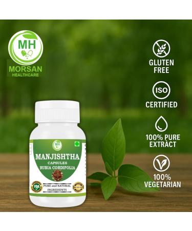 Morsan Manjistha Capsules 500mg (9:1 Extract) | Ayurvedic Herbal Supplement with Rubia Cordifolia | Supports Skin & Blood Purification | Detox Formula | 60 Vegan Gluten-Free | Pack of 2 - Buy Online on GoSupps.com