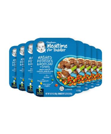Gerber Mashed Potatoes with Meatloaf & Gravy and a side of Carrots Peas and Corn 6.67 oz. 8 Count