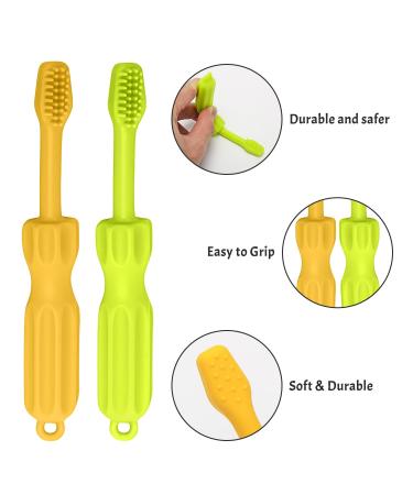 CLdy Baby Biting Toys - BPA-Free Silicone Teething Rings & Toothbrushes for Babies 3+ Months - Stimulate & Massage Gums (Yellow-Green 2 Pieces) - Buy Online on GoSupps.com