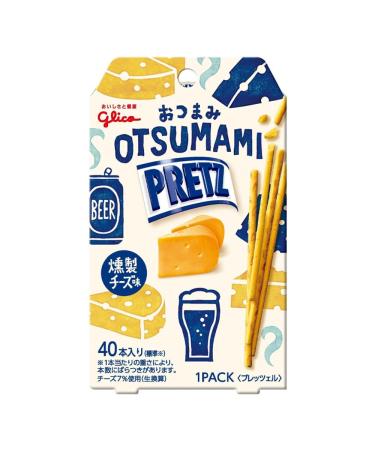 Glico PRETZ Japanese Otsumami Appetizers Stick Biscuit Smoked Cheese Flavour Snacks 24g (Pack of 2)