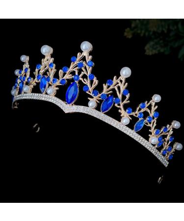 Beaupretty Wedding Rhinestone Crown Bling Crown Headband Bride Birthday Queen Crown Crystal Tiara for Wedding Party Dark Blue - Buy Online on GoSupps.com