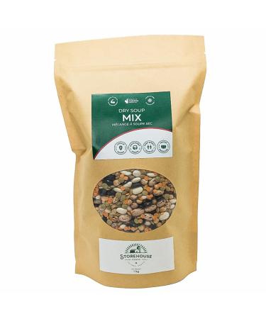 Dry soup mix 1 kg (2.2 lb) Excellent for making soups on the stovetop in a slow cooker or pressure cooker chickpeas black beans green lentils split red lentils great northern beans cranberry/Romano beans Non-GMO Product of Canada