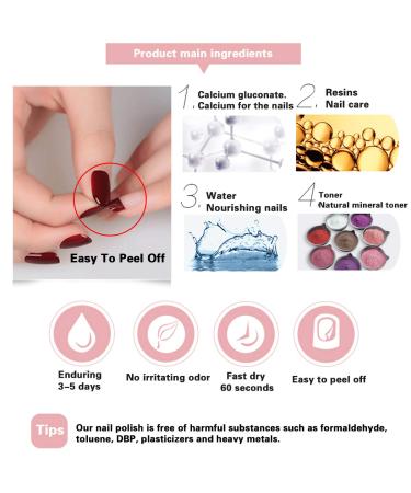 Organic Water Based Non Toxic Nail Polish Set for Women & Teens - Fast Dry, Easy Peel Off (12 Bottles 5ML) - Eco Friendly & Non Toxic - Style-1 - Buy Online on GoSupps.com