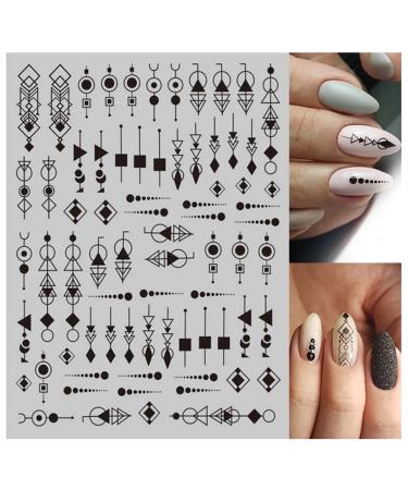 Geometric Heart & English Letter Nail Art Stickers - 6 Sheets - Buy Online on GoSupps.com