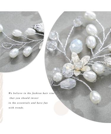 Unicra Bridal Wedding Hair Vine | Silver Pearl Hair Accessories | Elegant Headpiece for Women & Bridesmaids - Buy Online on GoSupps.com