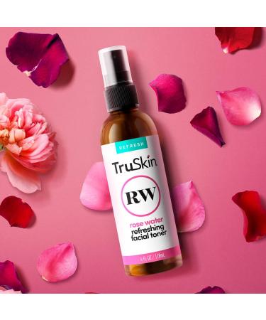 TruSkin Rose Water Toner for Face | 100% Natural Hydrating Skin Care | Refresh & Revitalize | 4 fl oz - Buy Online on GoSupps.com
