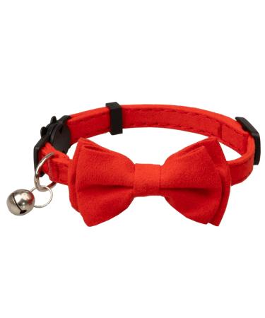 Gyapet Cat Collar with Bell Breakaway Kitten Small Puppy Safety Bow Tie Solid Wedding Basic Color 1pc Red