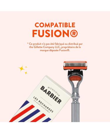 Monsieur Barbier Razor Refill Packs | 5 Blades for Men | 4 Fusion Compatible Cartridges | L'Explorer Shaving Handle | Ultimate Shaving Experience - Buy Online on GoSupps.com