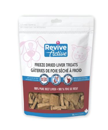 Revive Active Freeze Dried Beef Liver Treats for Dogs and Cats 50gr- Nutritious Pure and All Nutritive Low Calorie Per Treat Great for Training Easy to Break in Pieces 50 g (Pack of 1)