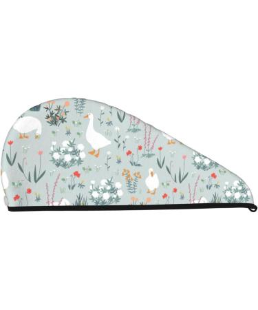 Super Absorbent Microfiber Hair Towel Wrap for Women - Goose and Doodle Flowers Coral Velvet Quick Dry Cap for Long Curly Thick Hair - Buy Online on GoSupps.com