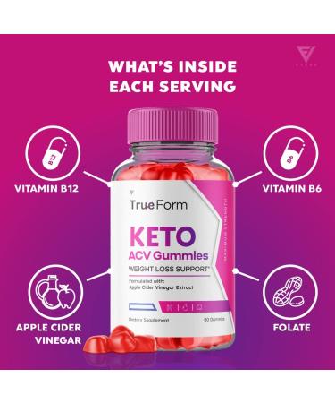True Form Keto ACV Gummies - 3 Pack for Advanced Weight Loss | Oprah Winfrey Diet | Apple Cider Vinegar Gomitas Keto Shark Tank - 180 Gummies - Buy Online on GoSupps.com