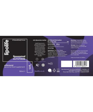 Lipolife LLG2 Liposomal Glutathione 150ml with Setria Glutathione - Advanced Nutrient Delivery - Buy Online on GoSupps.com