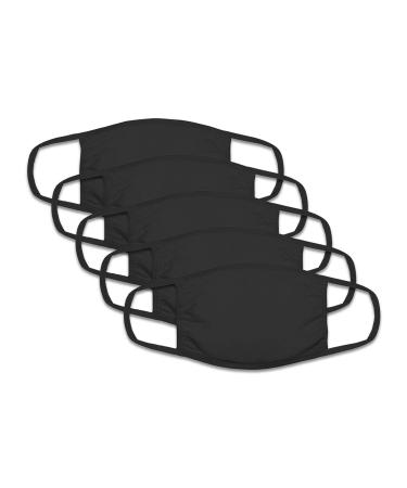 Fruit of the Loom Reusable Cotton Face Mask (Pack of 5) (Black)