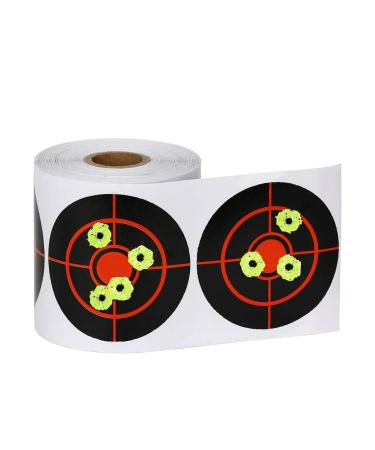 GearOZ Splatter Target Stickers, 3 Inch Reactive Paper Targets, 250/500 Pcs Adhesive Shooting Targets with Fluorescent Yellow Impact for BB Gun, Pellet Gun, Airsoft, Rifle Shooting Practice 250 targets / 1 Roll