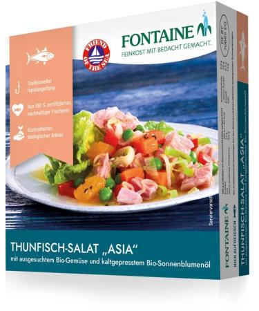 Fontaine tuna salad Asia - 200 g - 5 Pack - with Bonito tuna fillets made of 100% certified sustainable fishing and organic vegetables made of controlled cultivation