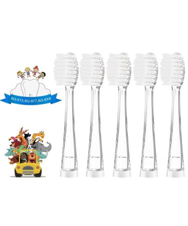5 Pack Baby Kids Soft Electric Toothbrush Replacement Heads Compatible with SEAGO- 513/977/EK6 Compatible with Brush-Baby WildOnes/KIDZSONIC(Not BabySonic Series) Compatible with Dada-Tech-BB1/977/K6 3 Years+