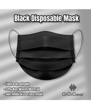 Black Disposable Face Masks - 3 Ply Layer | 10-Pack Protective Dust Cover for Office & Restaurant Use - Buy Online on GoSupps.com