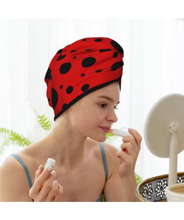 Ladybug Pattern Microfiber Hair Towel Wrap - Super Absorbent & Quick Dry for All Hair Types | Coral Velvet Softness - Buy Online on GoSupps.com
