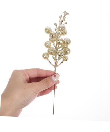 TOPPERFUN 10pcs Christmas Imitation Berries Fake Winter Berry Christmas Berries Picks Christmas Tree Beads Stick Berry Picks Floral Craft Berry Stems Cone Plant Fake Decoration Pumpkin Foam Golden 19X5X5CM - Buy Online on GoSupps.com