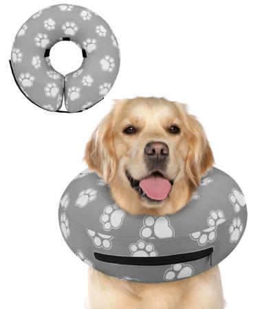 Supet Rewrise Dog inflatable freak for dogs and cats Alternative after the operation adjustable comfortable protective collar for pet (gray paw XL) XL (neck circumference: 35.6-45.7cm) gray - Buy Online on GoSupps.com