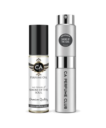 CA Perfume Duo Impression of Smoke Of The Soul For Women & Men Sprayer + Body Oil Roll-On Bottles 0.27 Fl Oz+0.33 Fl Oz