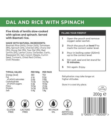 FIREPOT Dal and Rice with Spinach - Vegan Dehydrated Expedition Food - Extra Large - Buy Online on GoSupps.com