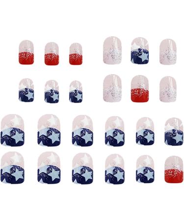 Mxshc Flag Fake Nails | Flag Design Full Patriotic | 4th July Cute Nails Stars And Stripes Designs Short Square False Nails For Wedding Prom Dating - Buy Online on GoSupps.com