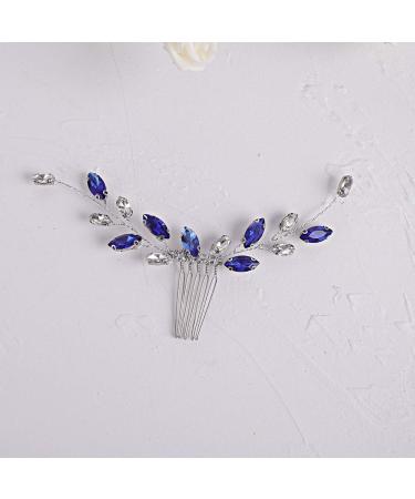 Fxmimior Blue Crystal Rhinestone Hair Comb - Bridal Silver Side Combs for Women - Buy Online on GoSupps.com