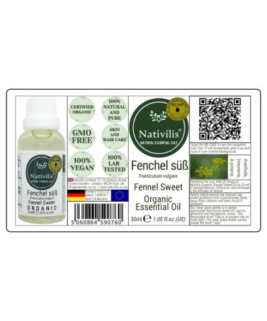 Buy Nativilis Bio-Etheric Oil - Sweet Fennel Foeniculum - Powerful Anti-Aging & Inflammation Relief - Natural Antioxidants & Menopause Support - Buy Online on GoSupps.com