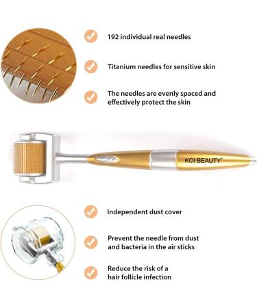 KOI BEAUTY Derma Roller 0.5mm- 192 Real Individual Needles Titanium Microneedling Roller for Hair Beard Roller for Beard Growth Dermaroller for Face Body Scalp for Women Men At Home 192 Real Individual Needle 0.5mm - Buy Online on GoSupps.com