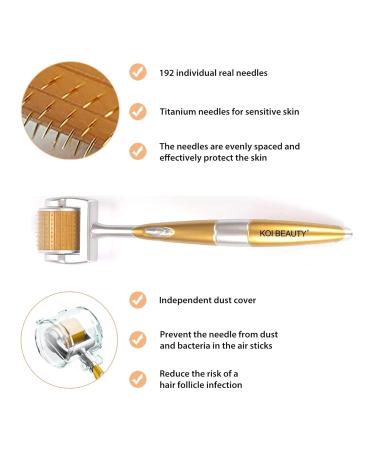 Koi Beauty Dermaroller 1mm - 192 Real Needles for Hair & Beard Growth | Microneedling Tool for Men & Women | Achieve Results at Home - Buy Online on GoSupps.com