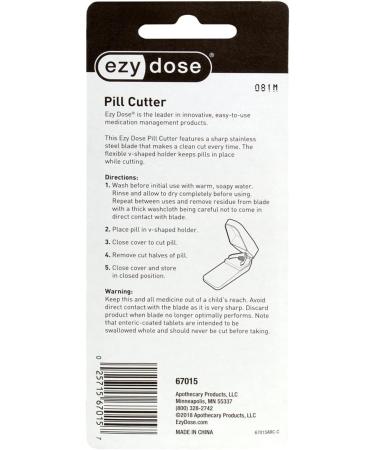 EZY DOSE Pill Cutter & Splitter Stainless Steel Blade - Travel Sized, 1 Count (Pack of 1) - Colors May Vary - Ideal for Cutting Pills, Vitamins, and Tablets (67015) - Buy Online on GoSupps.com