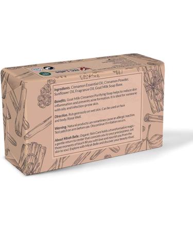 Mirah Belle - Organic Goat Milk Cinnamon Purifying Soap Bar (Soap of 6-125 GMS) - Oily and Infection Prone Skin. SLS Paraben GMO-Free 750 gm - Buy Online on GoSupps.com