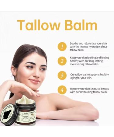 Organic Grass Fed Tallow Balm - Deeply Nourishing for Face & Body Tallow Cream Moisturizing Skin Care Cream for Dry Skin - Buy Online on GoSupps.com