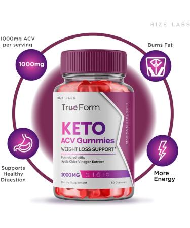 True Form Keto ACV Gummies for Weight Loss Support - Apple Cider Vinegar Extract Supplement - Shark Tank Approved - 60 Gummies - Buy Online on GoSupps.com